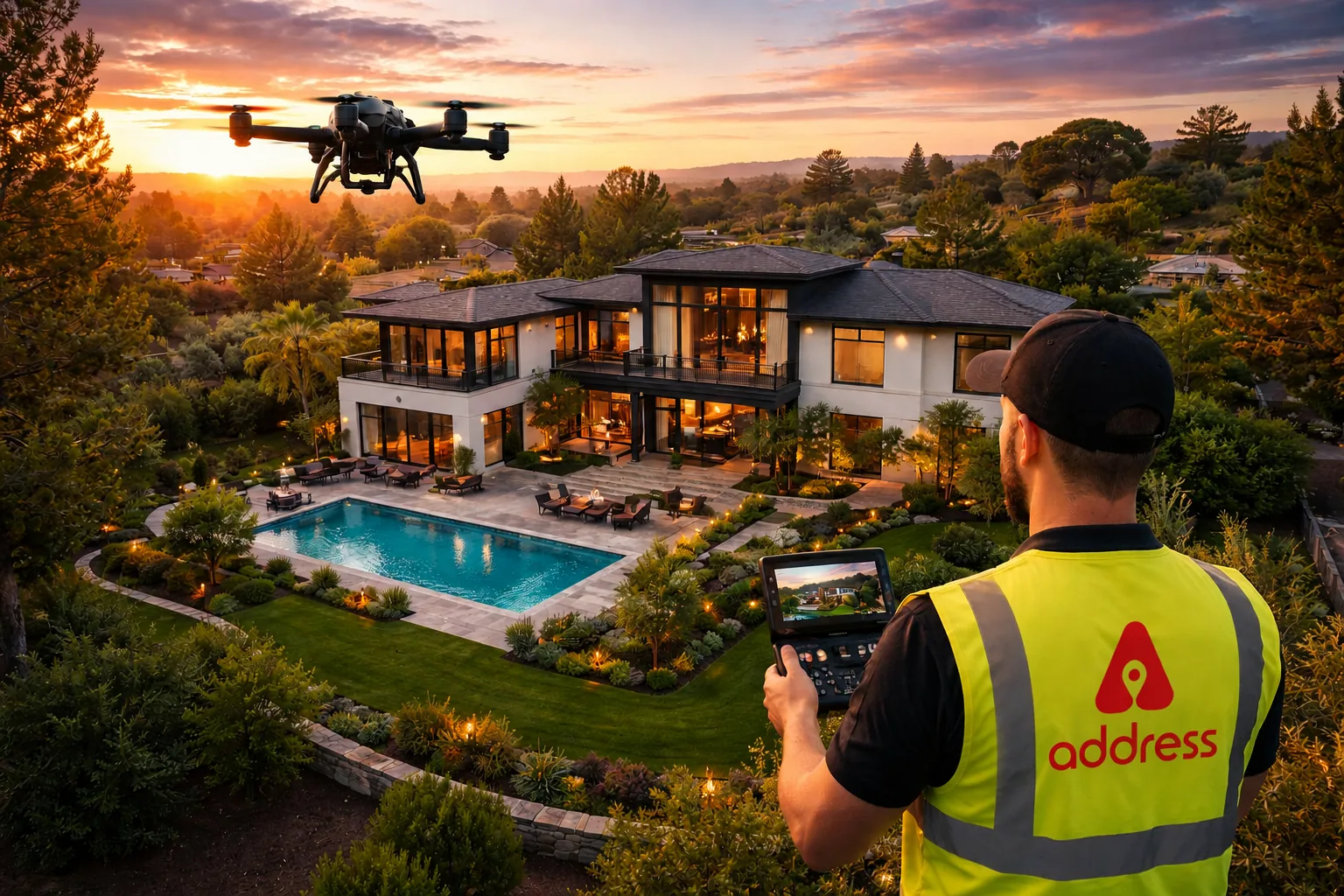 Aerial drone footage of a residential development for a virtual property tour