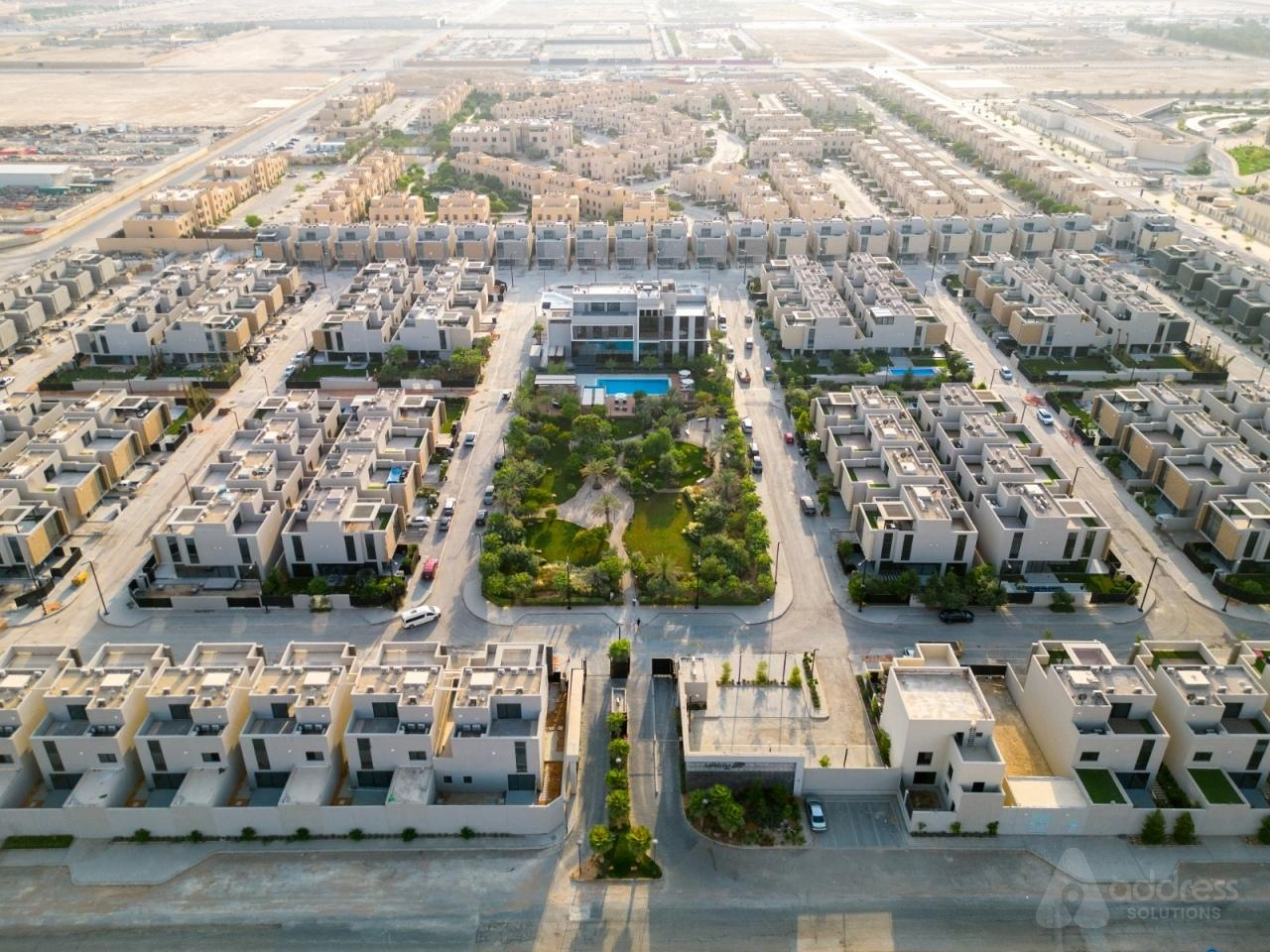 Real estate marketing - aerial view of residential development