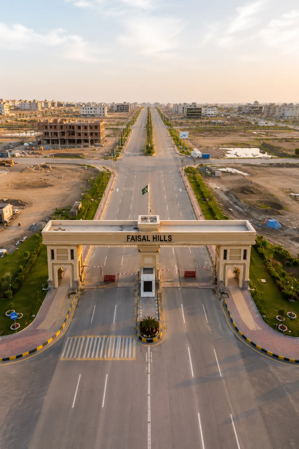 Faisal Hills gated entrance and boulevard