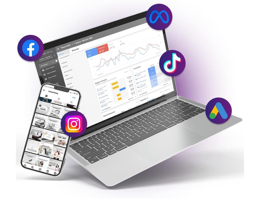 Digital advertising dashboard showing real estate campaign performance