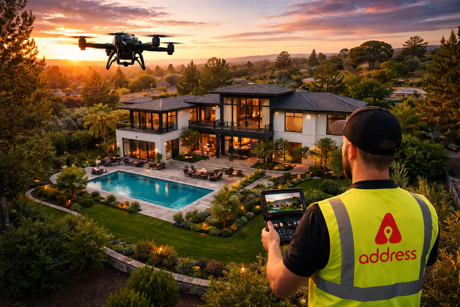Aerial drone footage of a residential development for a virtual property tour