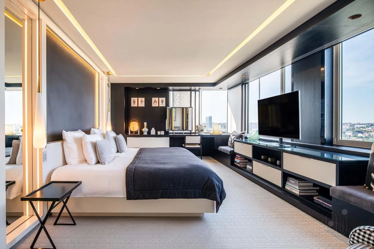 Modern hotel-style bedroom interior design