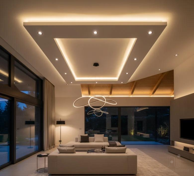 False ceiling design with integrated cove lighting
