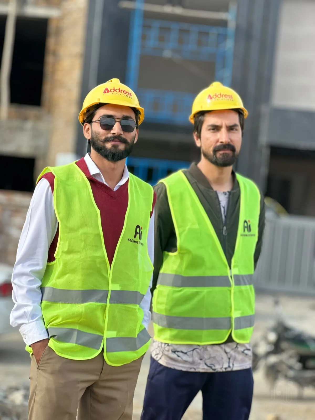 Address Solutions design and site team reviewing the project