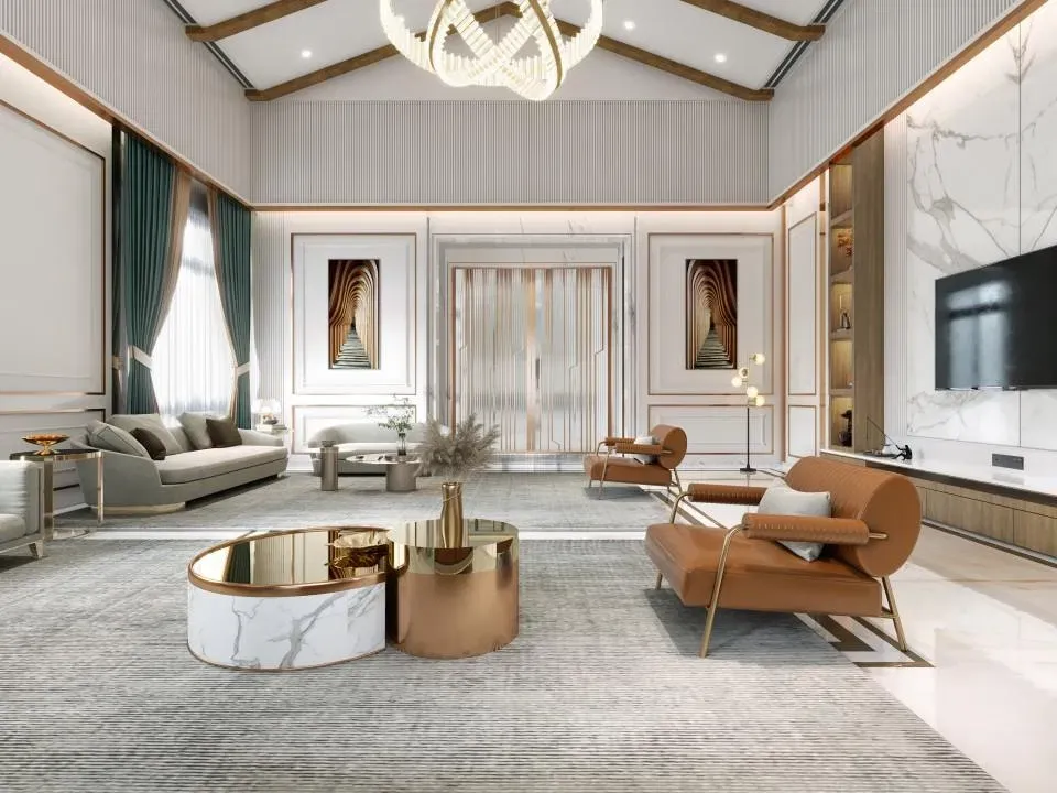 Luxury interior design living room with premium furnishings