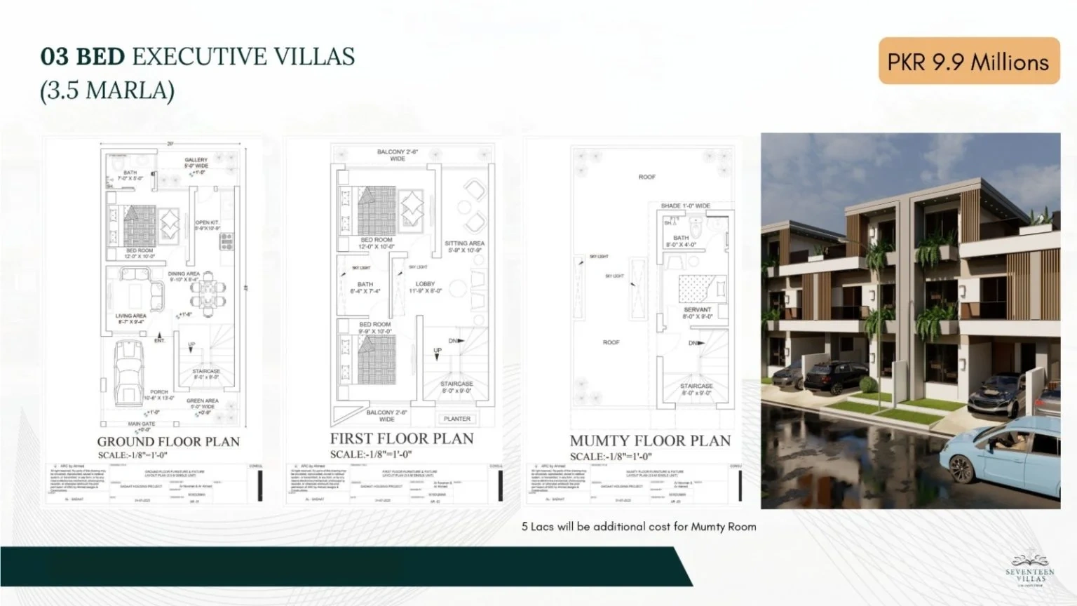 3 Bed double-story elevation