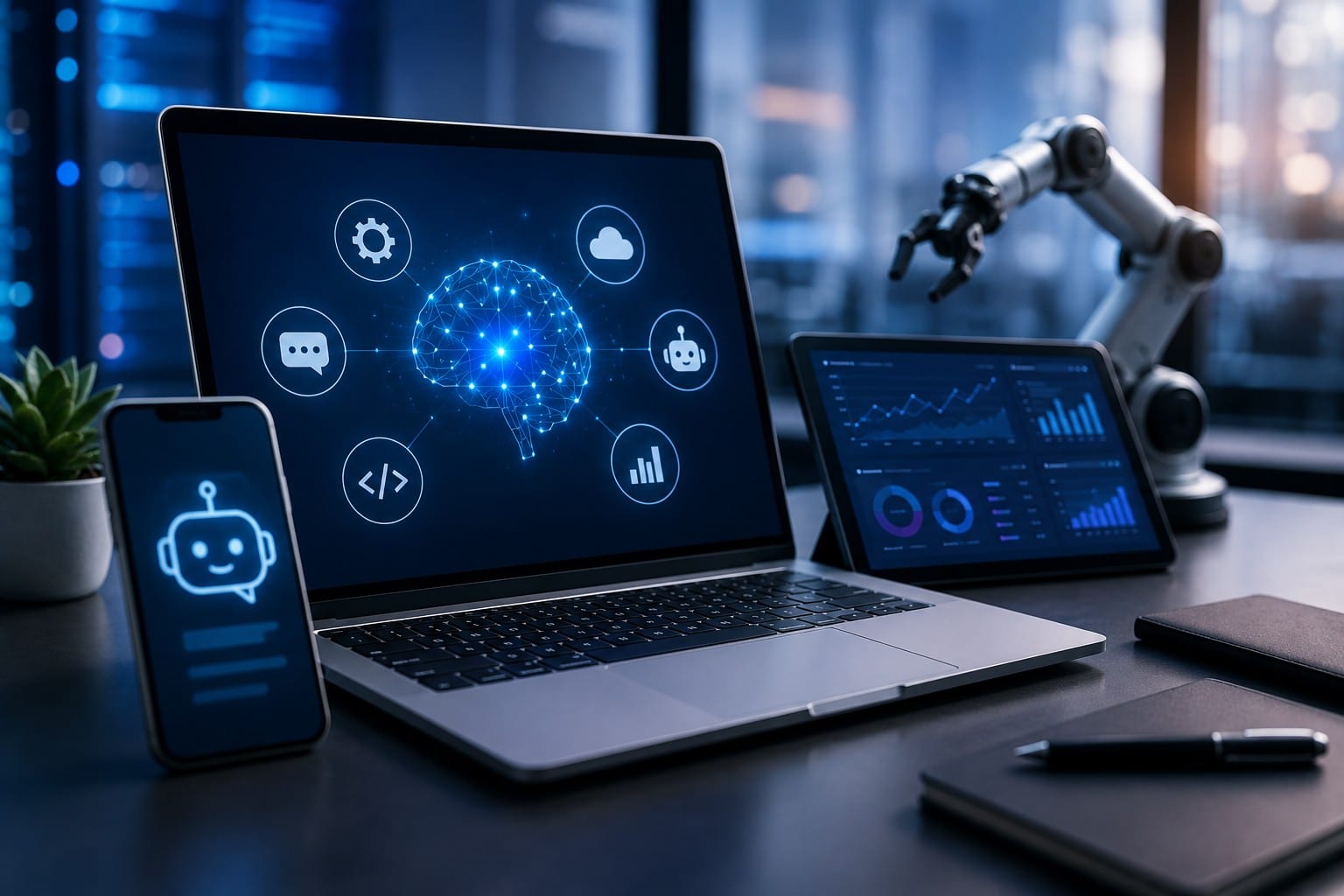 Technology, AI and digital solutions development workspace